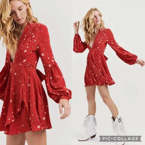 NWT STONED IMMACULATE X Stellaire Duval Star Dress 100% silk - Picture 1 of 9